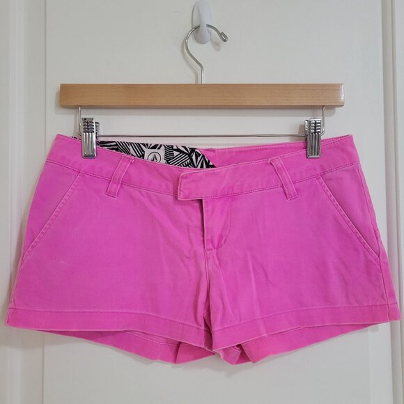 RARE Volcom Junior Frochickie 2.5" Mini Summer Shorts Neon Barbie Pink Size 1 - Picture 1 of 13